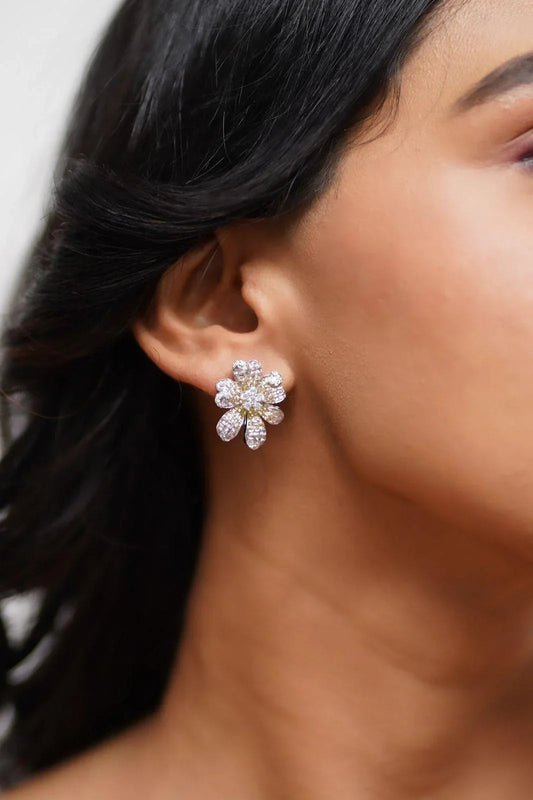 Diana Floral Overlay Diamond Studs | Invisible Setting