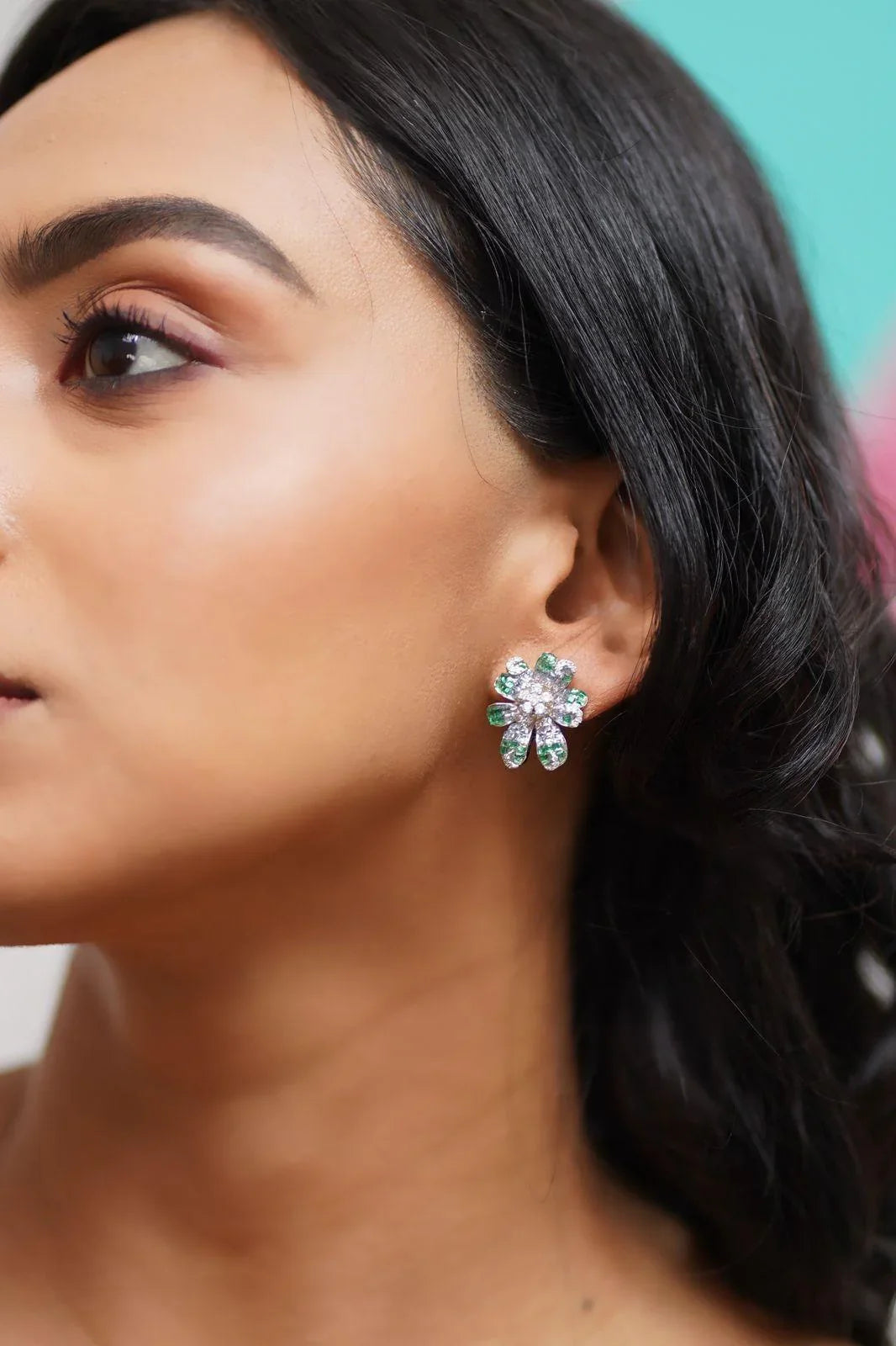 Diana Floral Overlay Diamond Studs | Invisible Setting