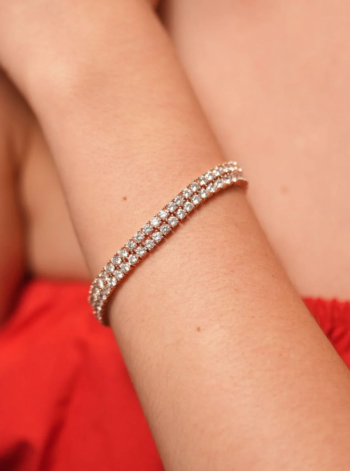 Dual Row 10 Cent Diamond Tennis Bracelet