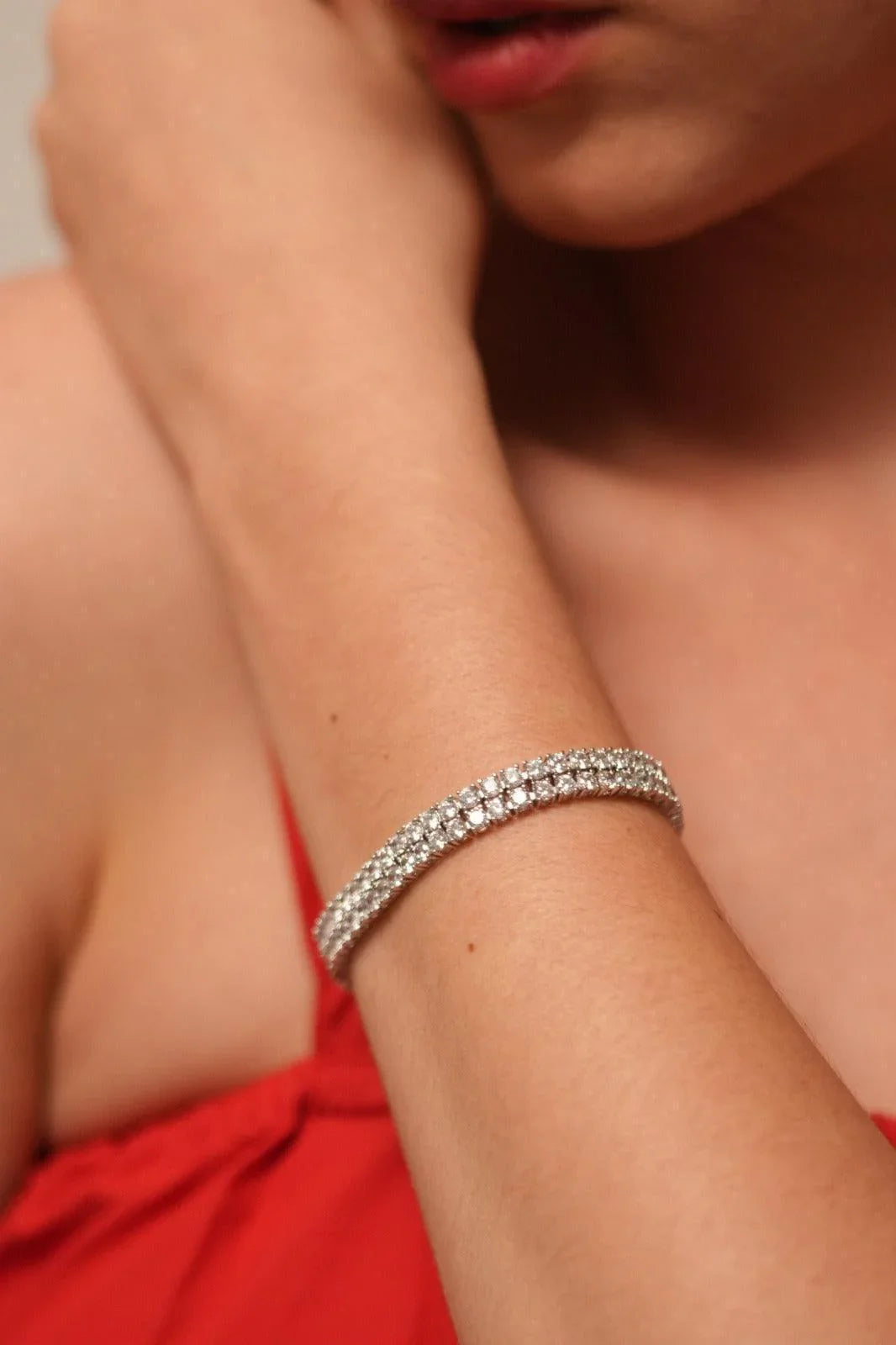 Dual Row 10 Cent Diamond Tennis Bracelet