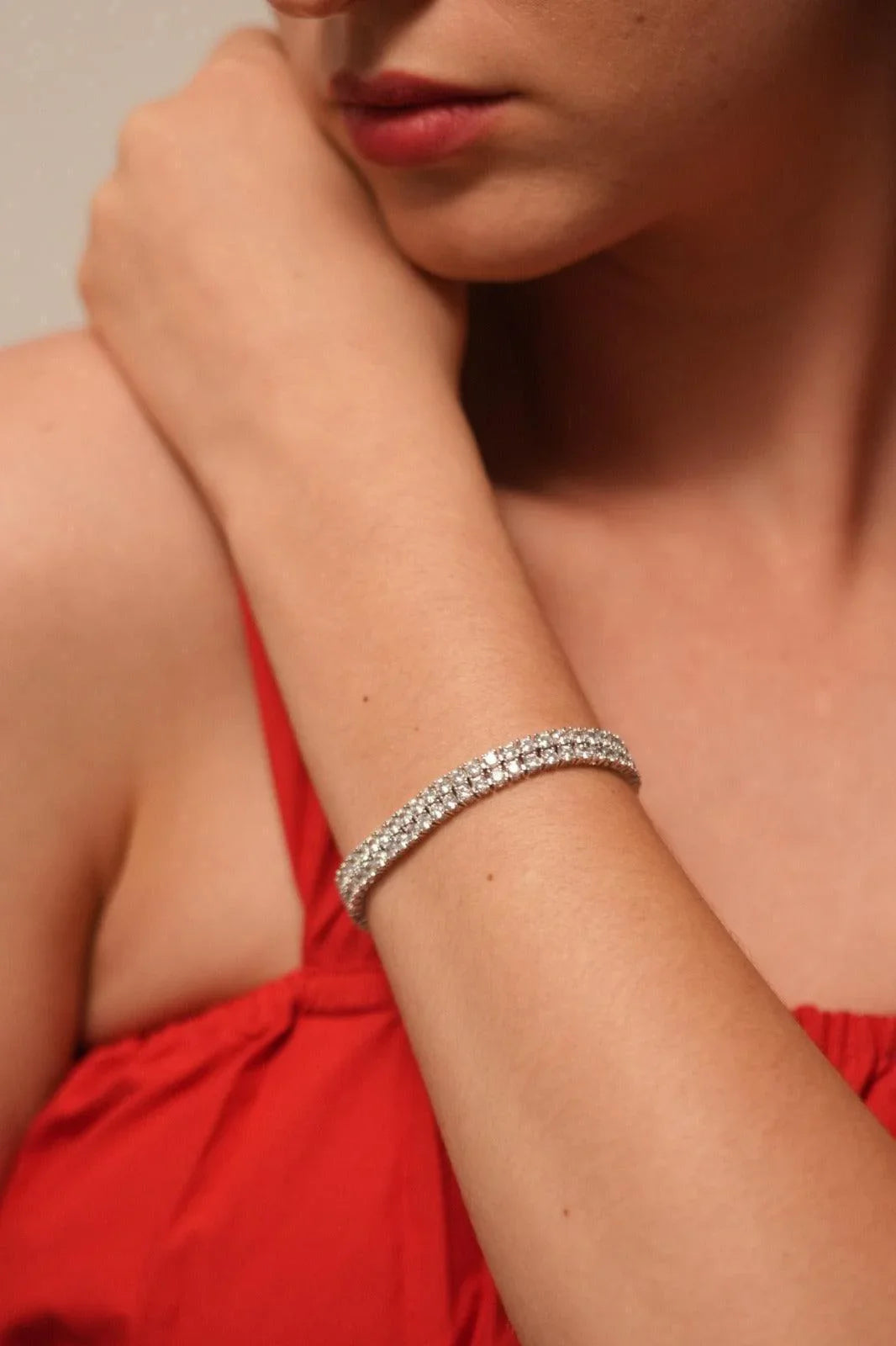Dual Row 10 Cent Diamond Tennis Bracelet