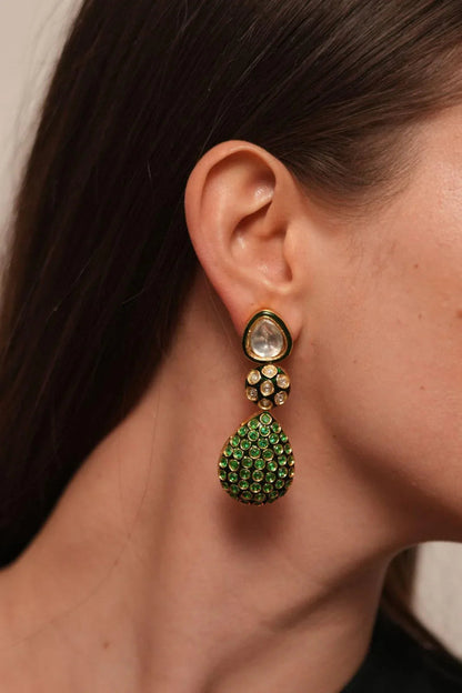 Poornima Meenakari Polki Indian Earrings