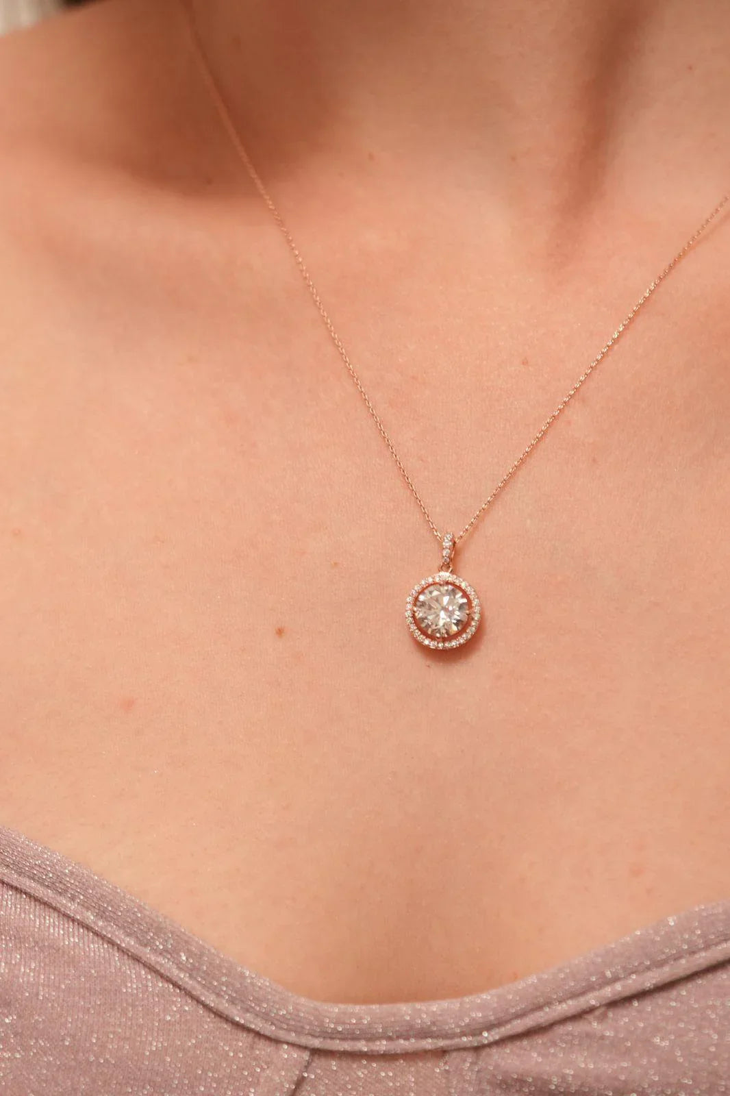 3 Carat Round Diamond Solitaire Chain with 2 Carat Earrings | Pendant Set