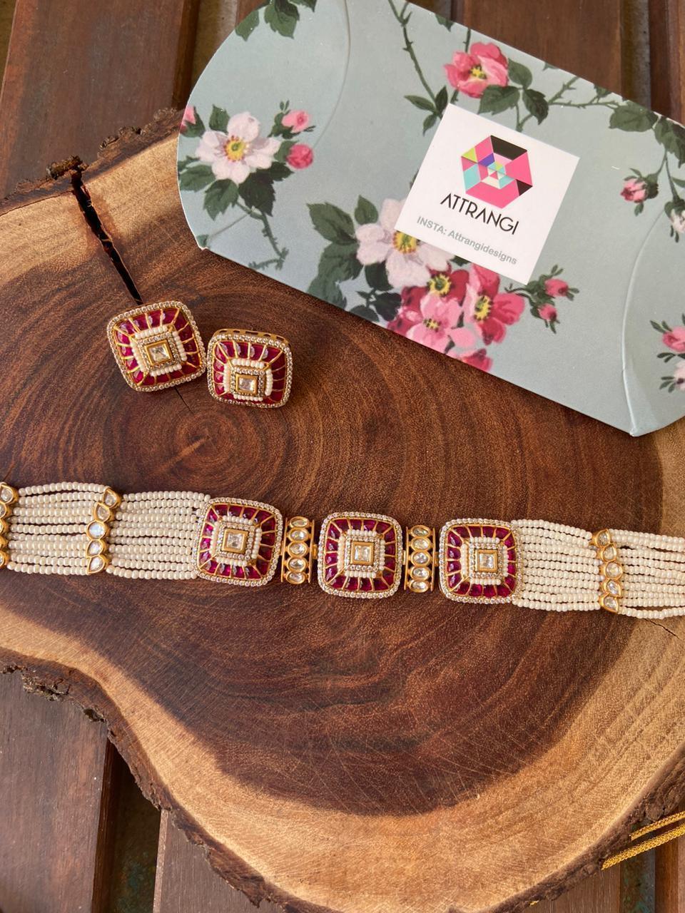 Draupadi Polki And Pearl Choker Set