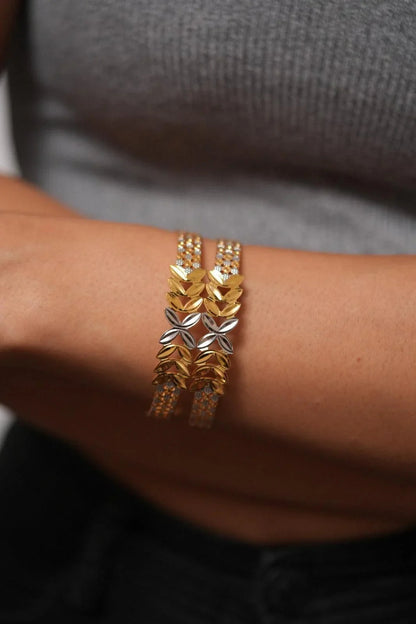Jeeta Designer Bangle Set | CNC Gold Plated