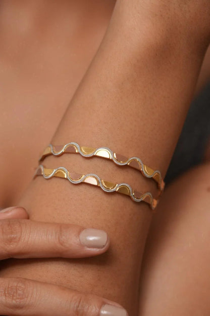 Vinita Tri Polish Bangle Set | CNC Gold Plated