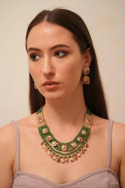 Rudrani Multi layered Haar with Gold Jhumkis | Sone pe Suhaga