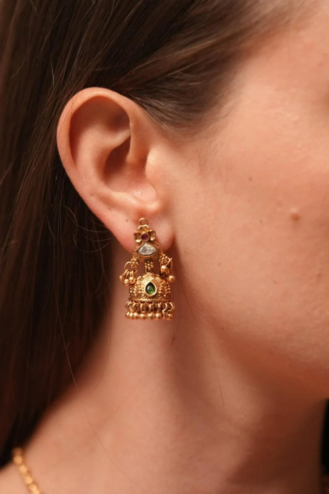 Ambika Single Line Gold Necklace Set | Sone pe Suhaga Collection