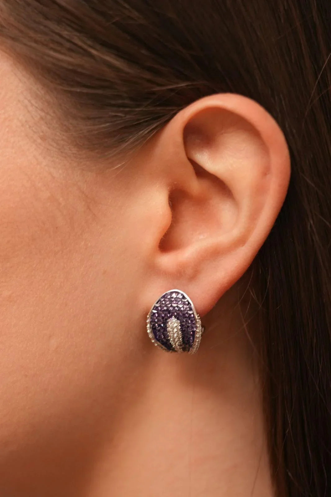Leafy Diana Diamond Stud Earrings