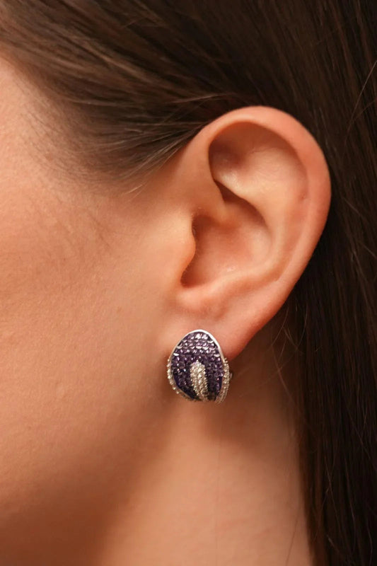Leafy Diana Diamond Stud Earrings