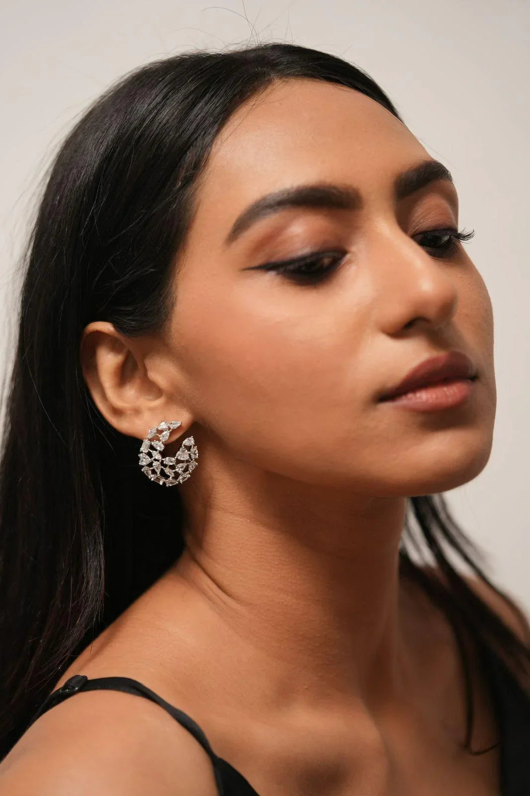 Multi Solitaire Crescent Diamond Studs