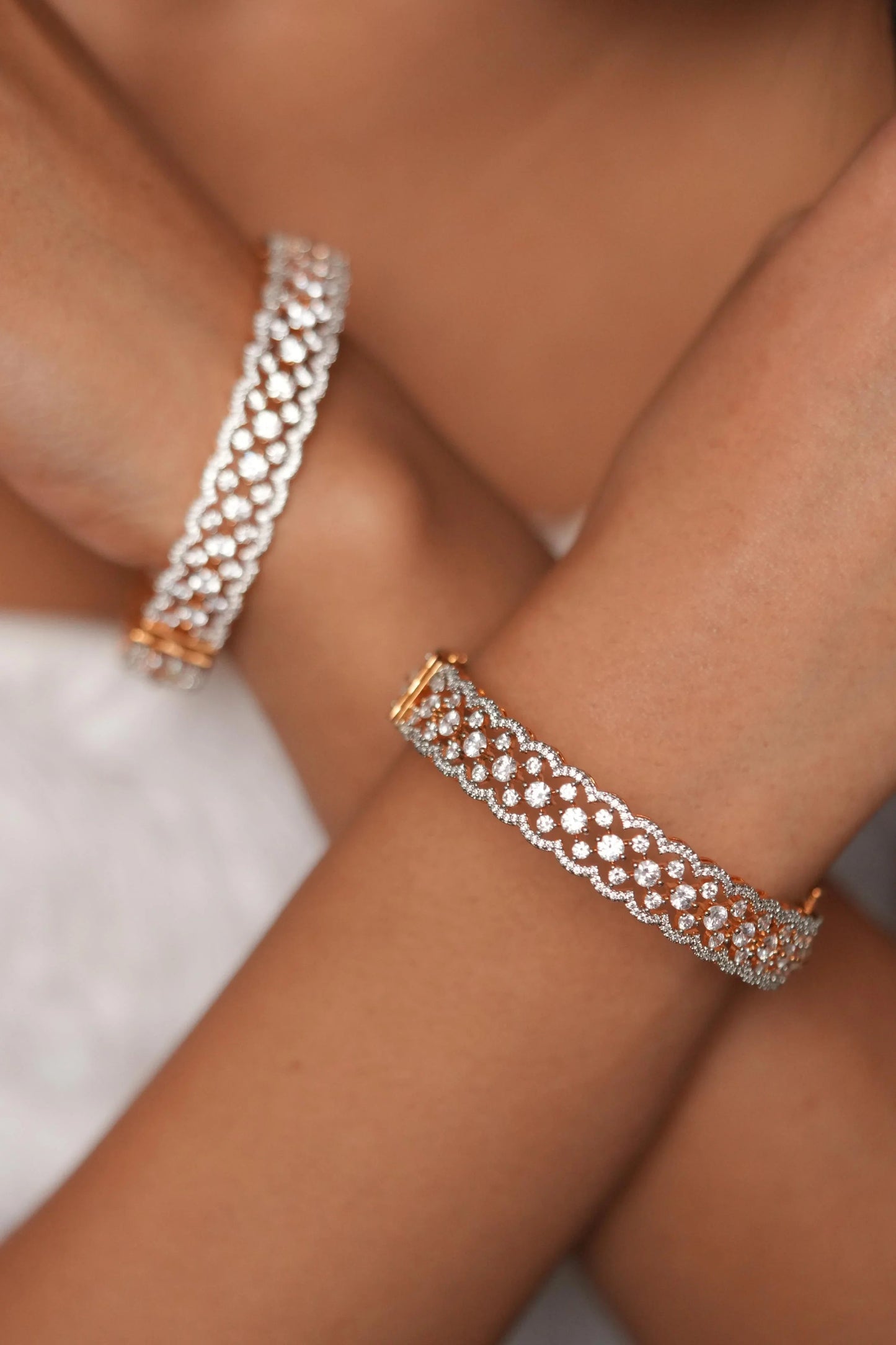 Kaia Floating Diamond Bangle In Gold Polish