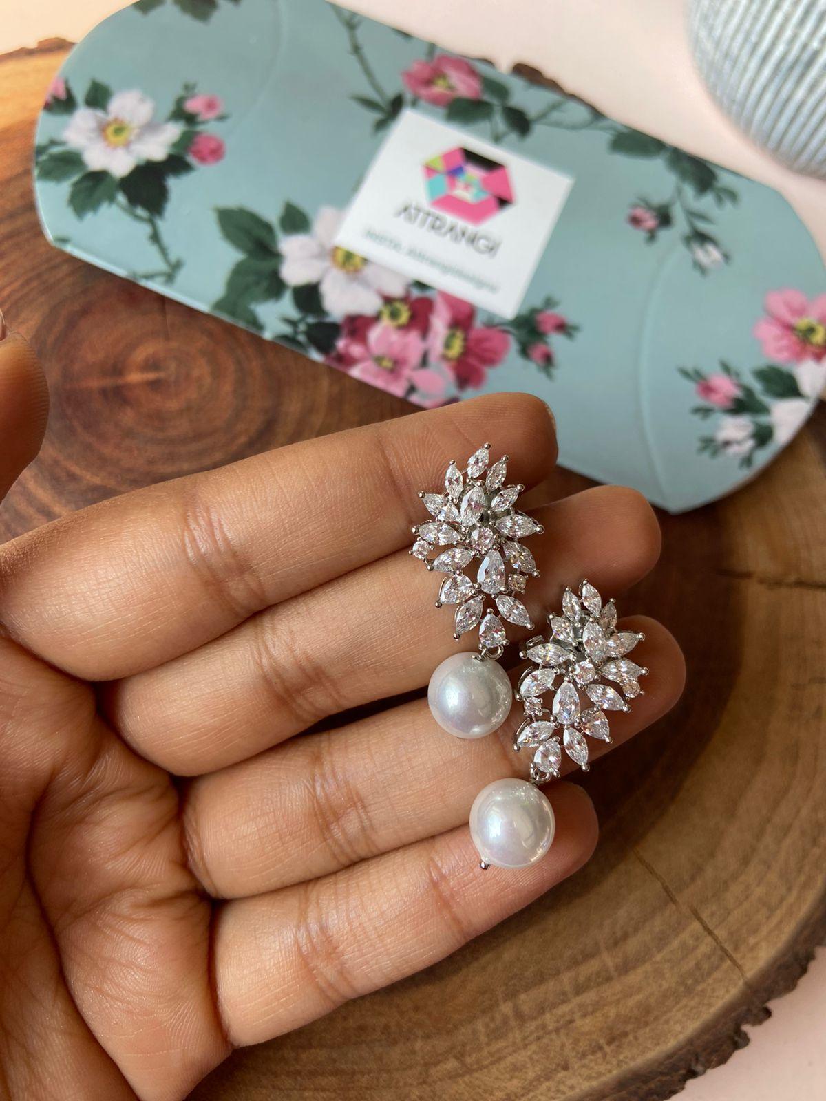 Amara Pearl Drop Classic Diamond Studs