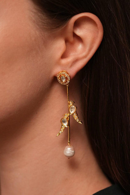 Chidiya Polki Pearl Delicate Indian Earring