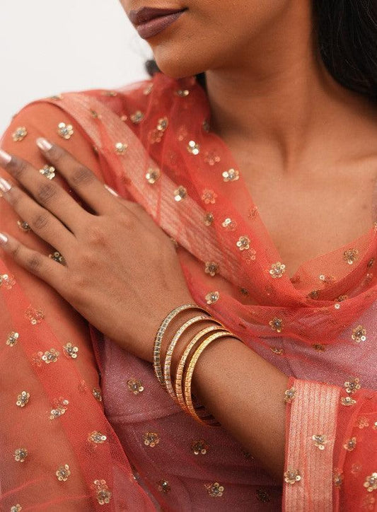 Nita 4 Polish Classic Bangle Set | CNC Gold Plated