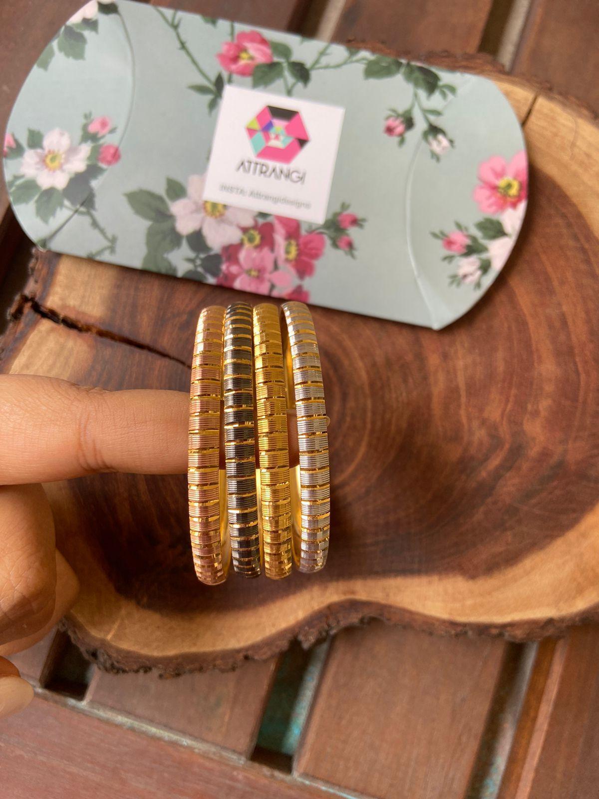 Nita 4 Polish Classic Bangle Set | CNC Gold Plated