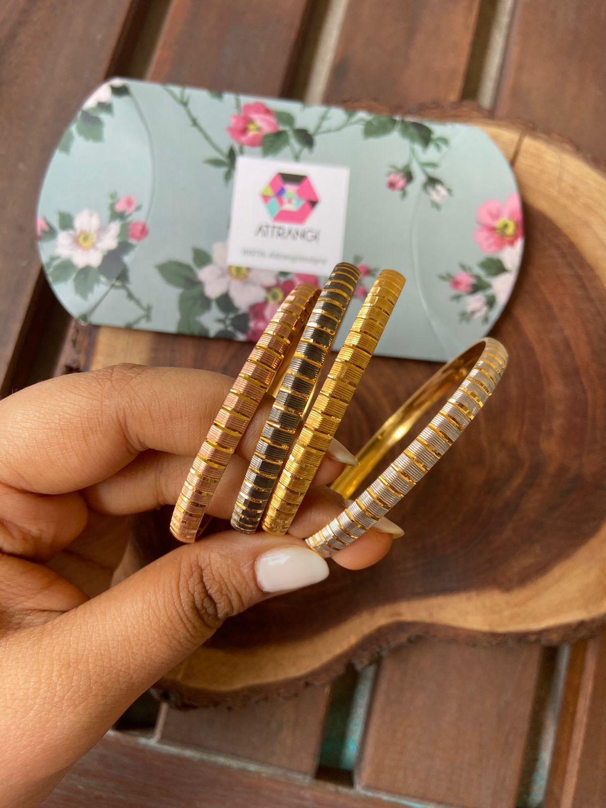 Nita 4 Polish Classic Bangle Set | CNC Gold Plated
