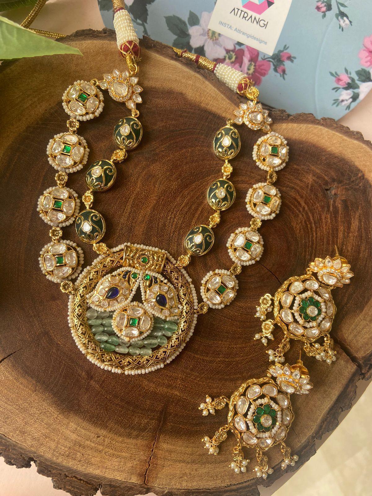 Ruchita 2 Line Polki Mint Moissanite Heavy Set