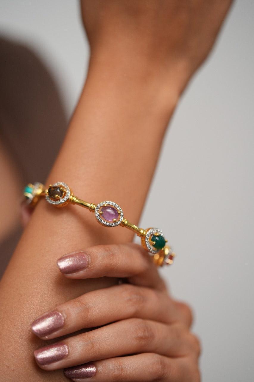 Navratna Next To Real Diamond Indian Bangle