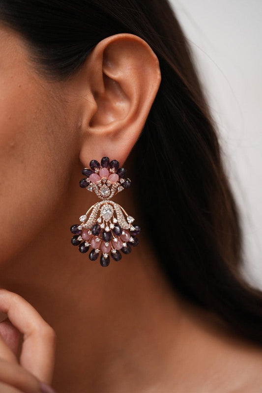 Trixie Beaded Diamond Pastel Mid Sized Earrings | Lala Land Collection