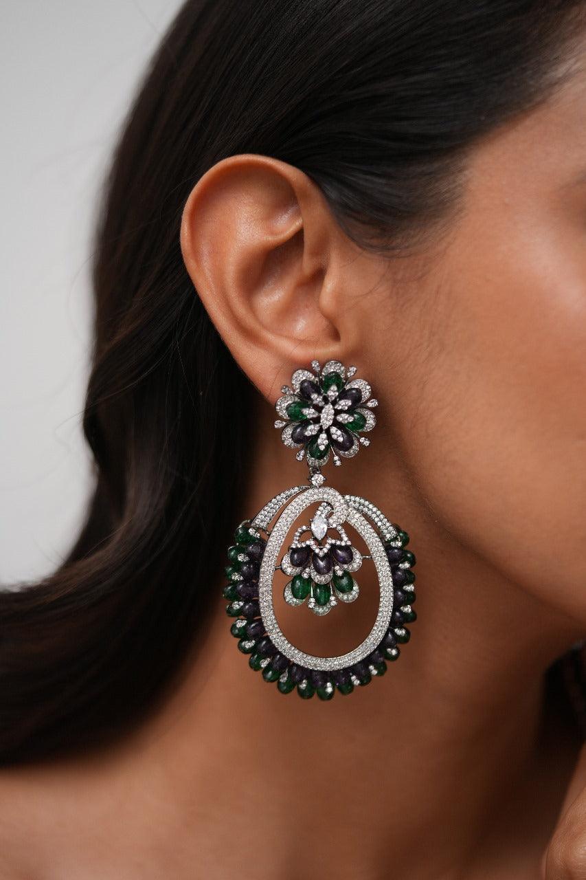 Lola Oversized Pastel Beaded  Diamond Earrings | Lala Land Collection