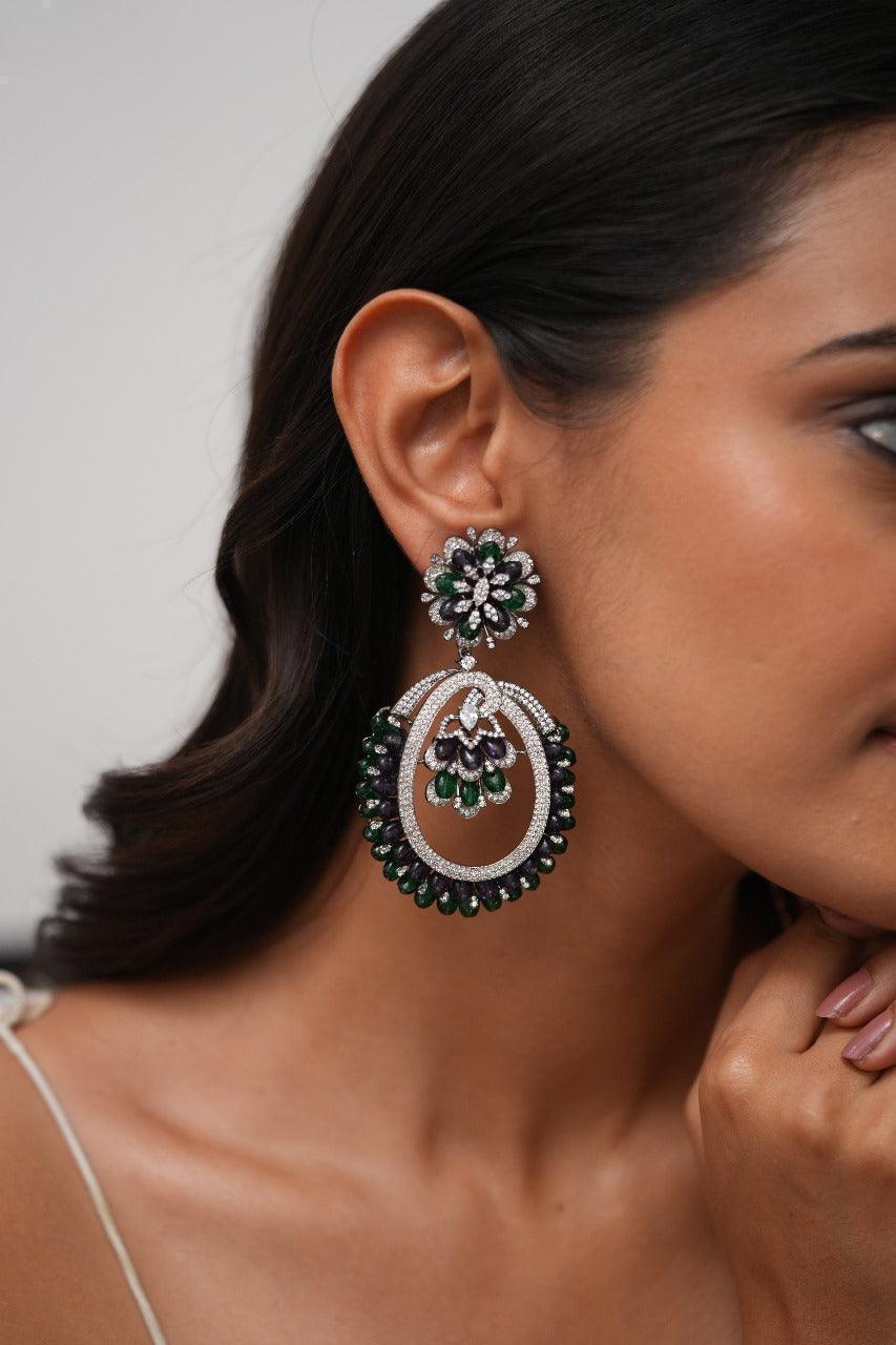 Lola Oversized Pastel Beaded  Diamond Earrings | Lala Land Collection