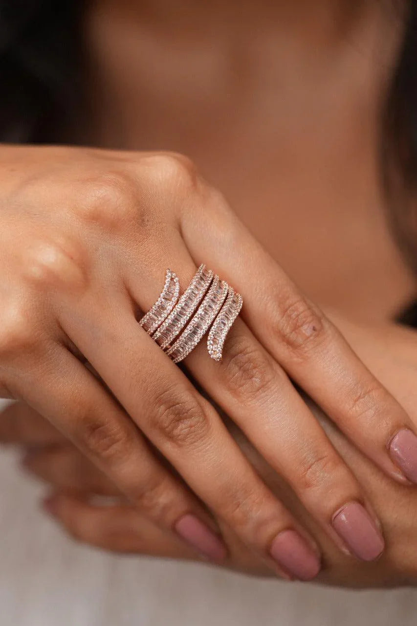 Baguette Diamond Wrap Cocktail Ring