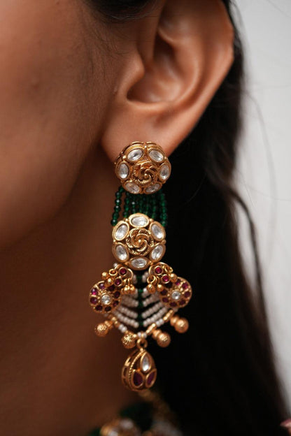 Paridhi Gold Pearl & Emerald Choker Set  | Sone Pe Suhaga