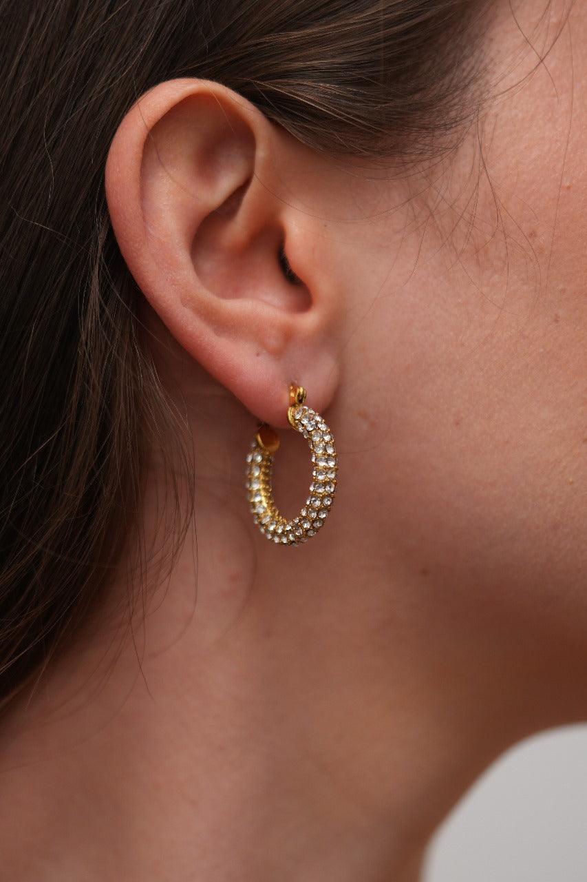 Star Studded Diamond Hoops in Pave Setting | Sparkling Tara
