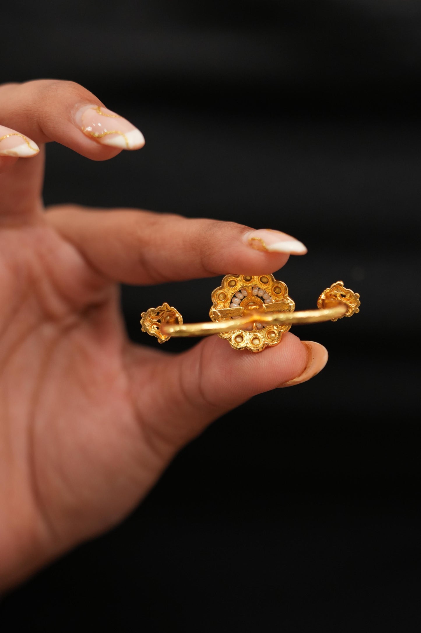 Divya Double Finger Polki Gold Ring