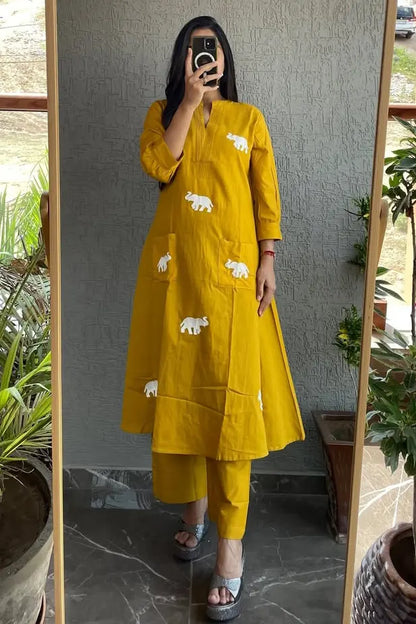 New Printed Kurta Pant Set Blue