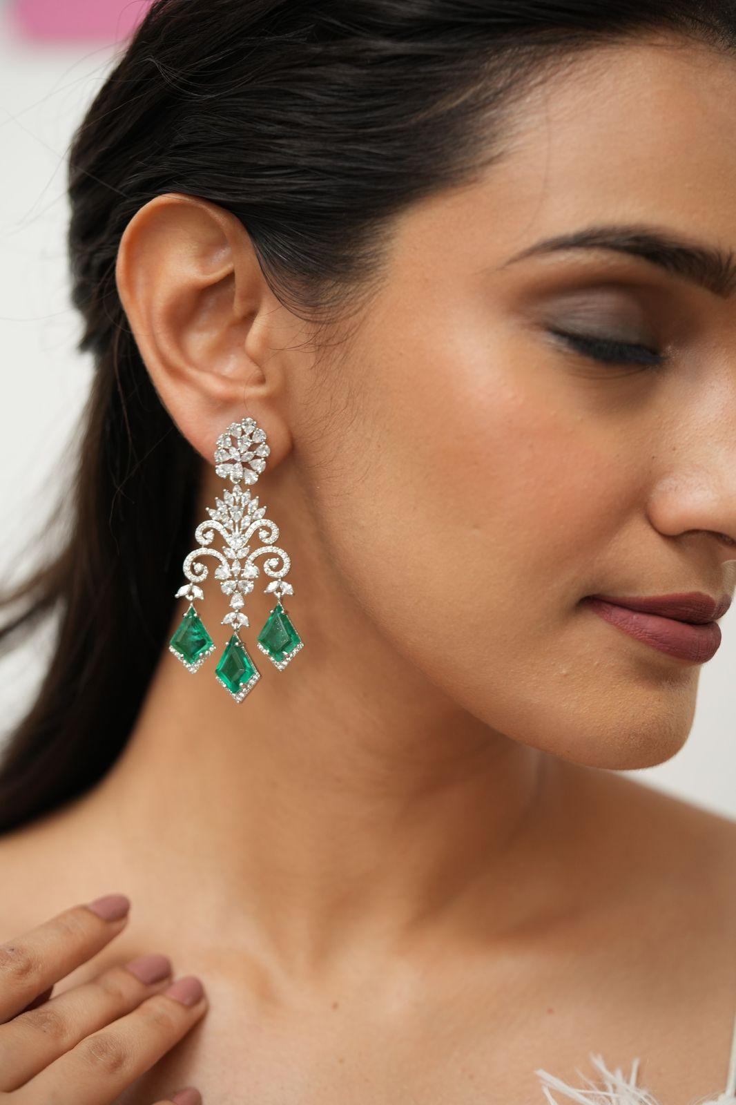 Lama Chandelier Doublet  Diamond  Long Earrings