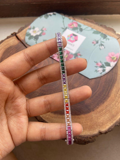 Rainbow Multicoloured Diamond Gemstone Bracelet
