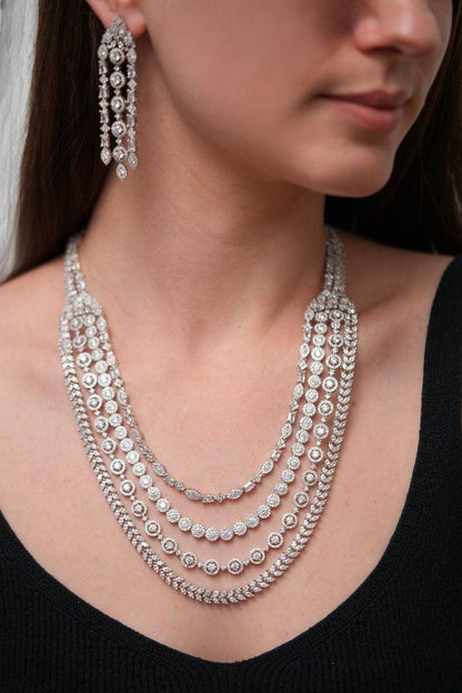 Layered Goddess 4 Row Diamond Set