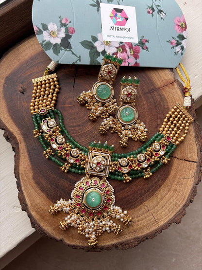 Anjana Crystal Gold Necklace Set | Sone Pe Suhaga