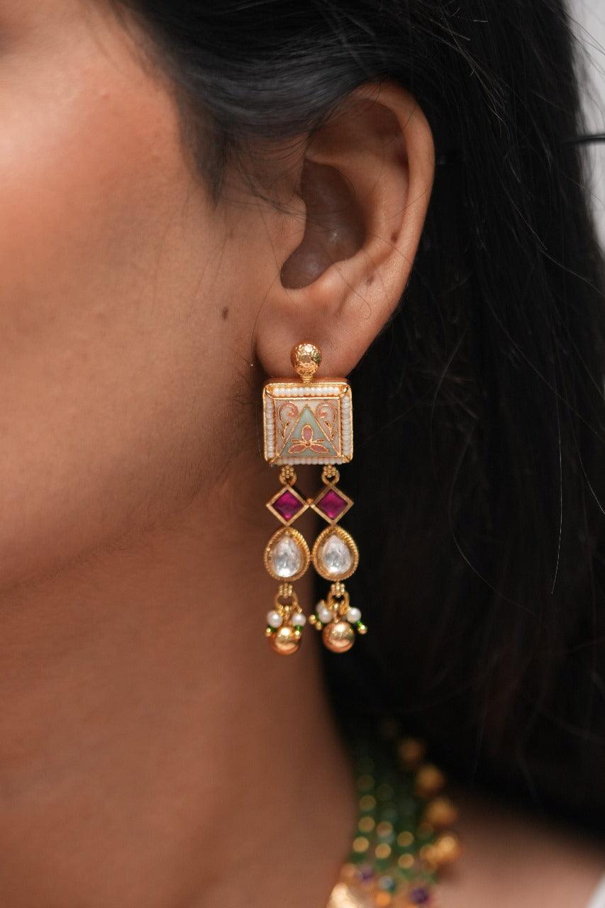 Sulabha Meenakari Gold Necklace Set | Sone Pe Suhaga