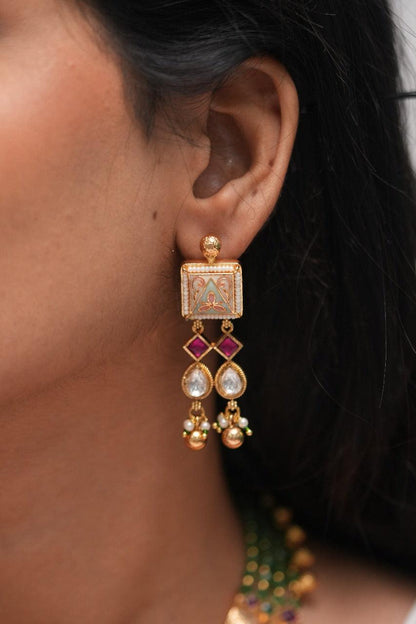 Sulabha Meenakari Gold Necklace Set | Sone Pe Suhaga