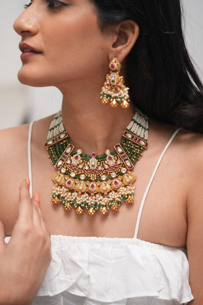 Kundalini Bridali Gold Choker | Necklace Set | Sone Pe Suhaga