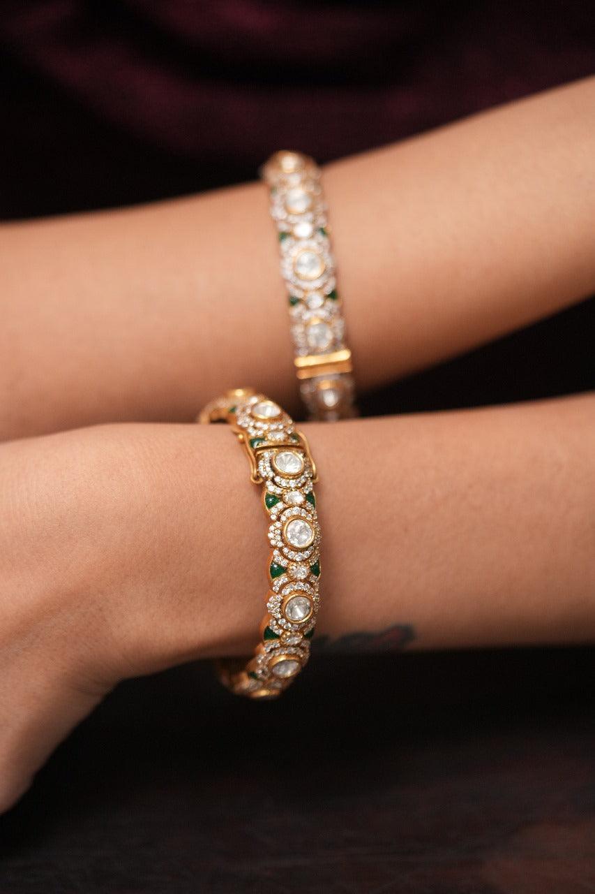 Jayapradha Moissanite Slim Kada In Meenakari | Openable