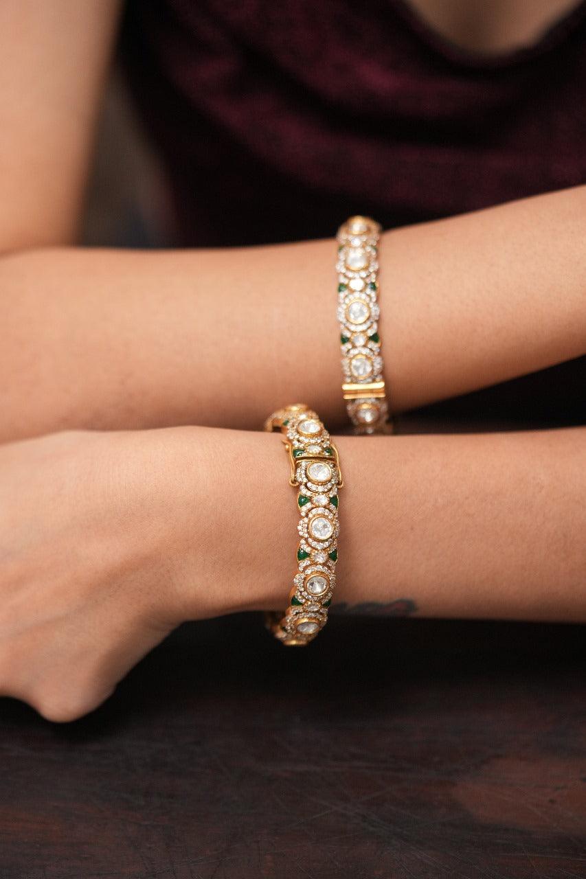 Jayapradha Moissanite Slim Kada In Meenakari | Openable