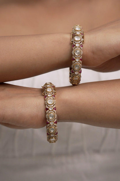 Jayapradha Moissanite Slim Kada In Meenakari | Openable