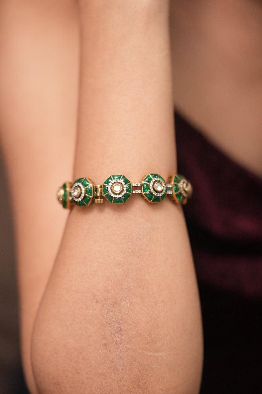 Epoxy Moissanite Polki Designer Bangle Set| Openable