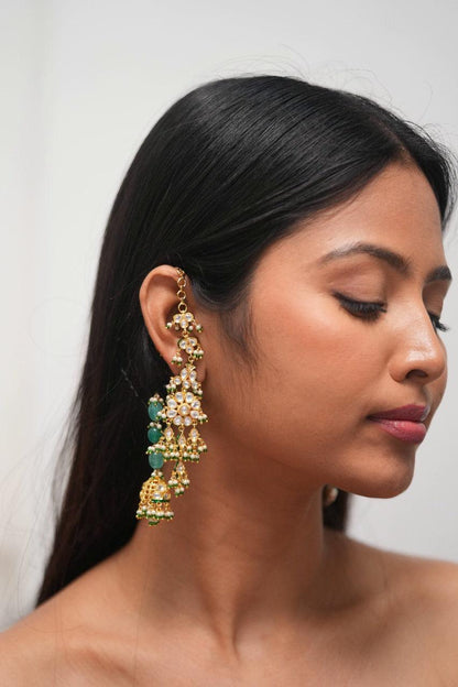 Mehreen Kashmiri Attached Kannauti Back Drop Indian Earrings