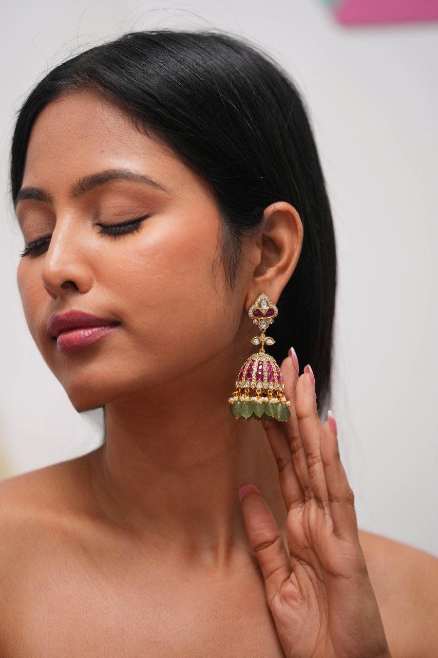Banarasi Polki Statement Indian Jhumka