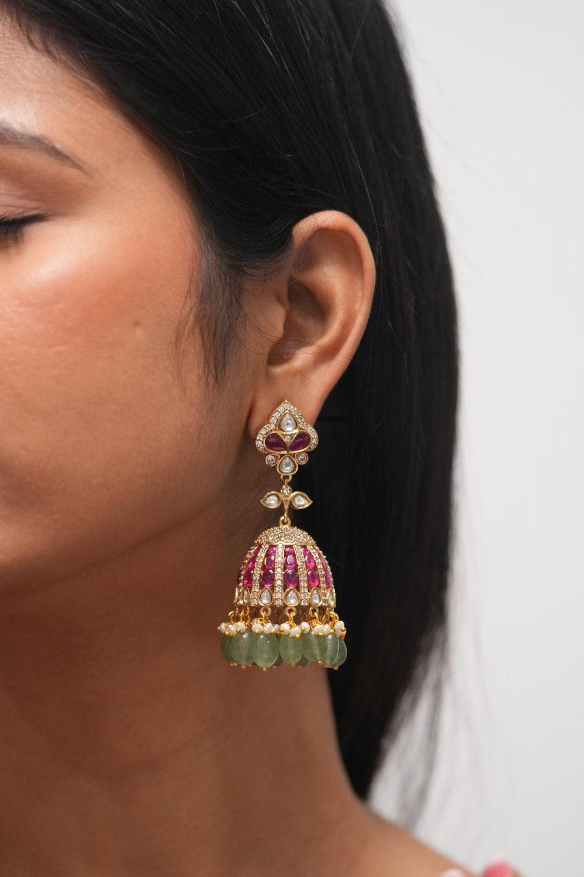 Banarasi Polki Statement Indian Jhumka