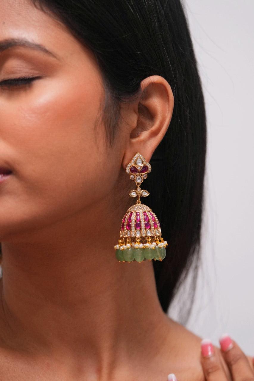 Banarasi Polki Statement Indian Jhumka