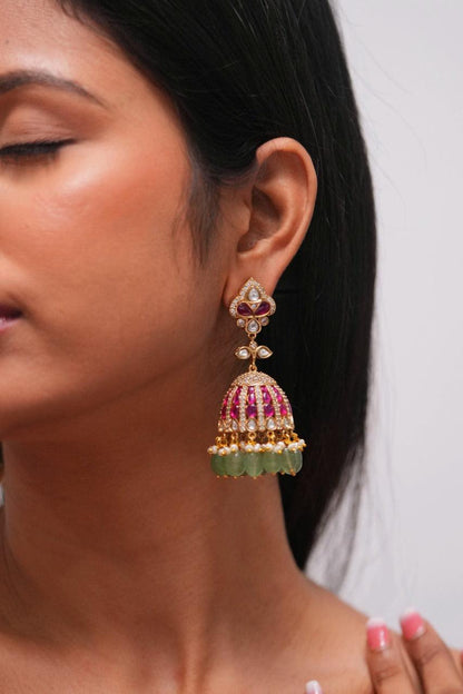 Banarasi Polki Statement Indian Jhumka