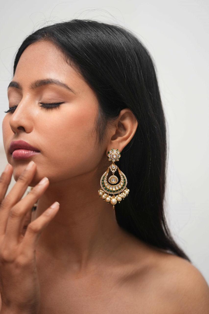 Apsara Polki Moissanite Light Weight Chandbalis