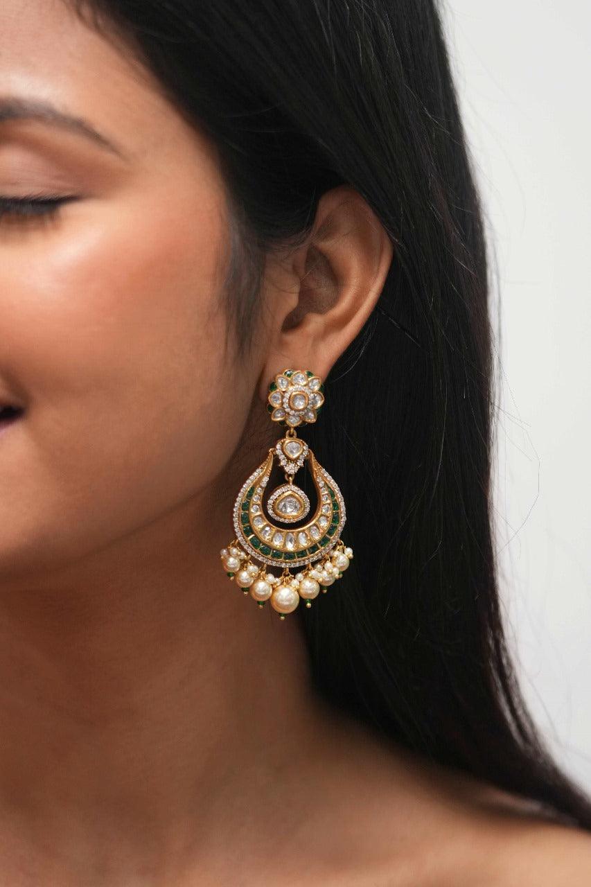 Apsara Polki Moissanite Light Weight Chandbalis
