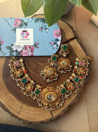 Harota Sabhya Navratna Necklace Set | GemZ